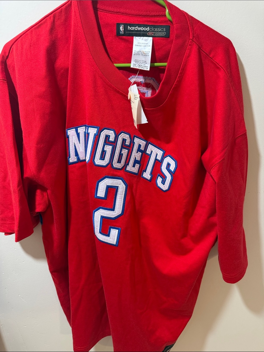 Hardwood Classics Men's Red 'Nuggets' Short Sleeve Jersey Tee - Number 2